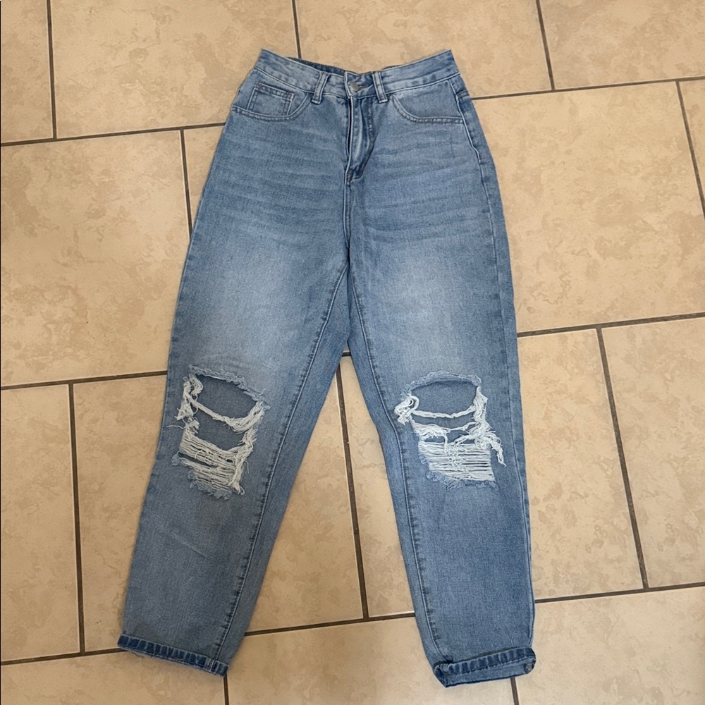 Blue Distressed Women Jeans